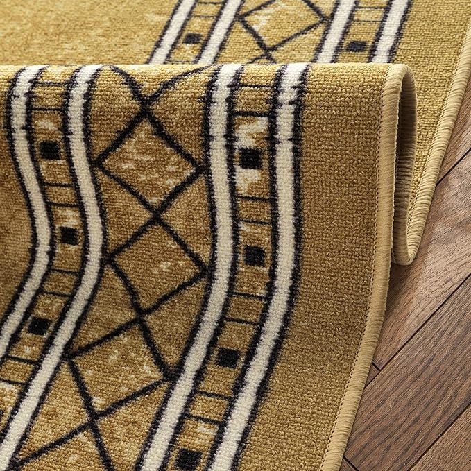 Antep Rugs Alfombras Modern Bordered 3x5 Non-Skid (Non-Slip) Low Profile Pile Rubber Backing Indoor Area Rugs (Brown, 3' x 5')