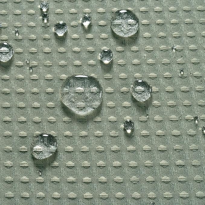 Short Waffle Weave Fabric Shower Curtain 66 inch Long, Hotel Luxury Spa, 230 GSM Heavy Duty, Water Repellent, Machine Washable, Sage Green Pique Pattern Decorative Bathroom Curtain, 71x66