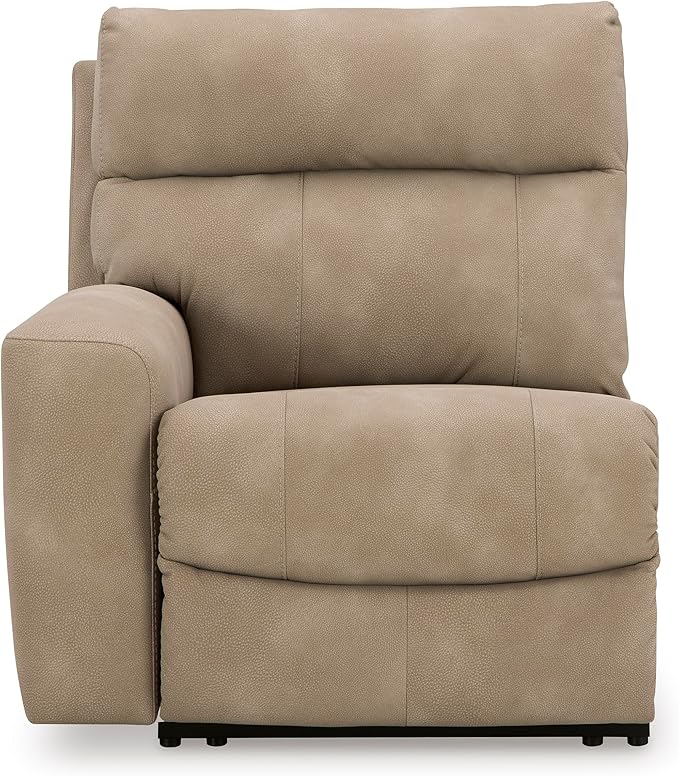 Signature Design by Ashley Next-Gen DuraPella Contemporary Faux Leather Modular Wall Hugger 3-Piece Power Reclining Sectional Loveseat with Console, Adjustable Headrest and USB Ports, Light Brown