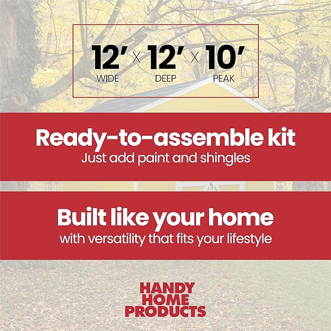 Handy Home Products Astoria 12x12 Do-It-Yourself Wooden Storage Shed- Does not Include Floor kit, Paint, or Roofing Shingles