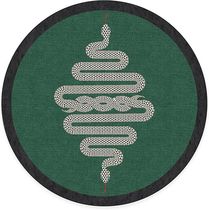 RUGGABLE x Jonathan Adler Machine Washable Modern Area Rug – Venom Emerald 6 ft Round, Stain-Resistant, Non-Slip – Medium Rugs for Living Room, Bedroom, Hallway, Entryway & Office–with Standard Pad