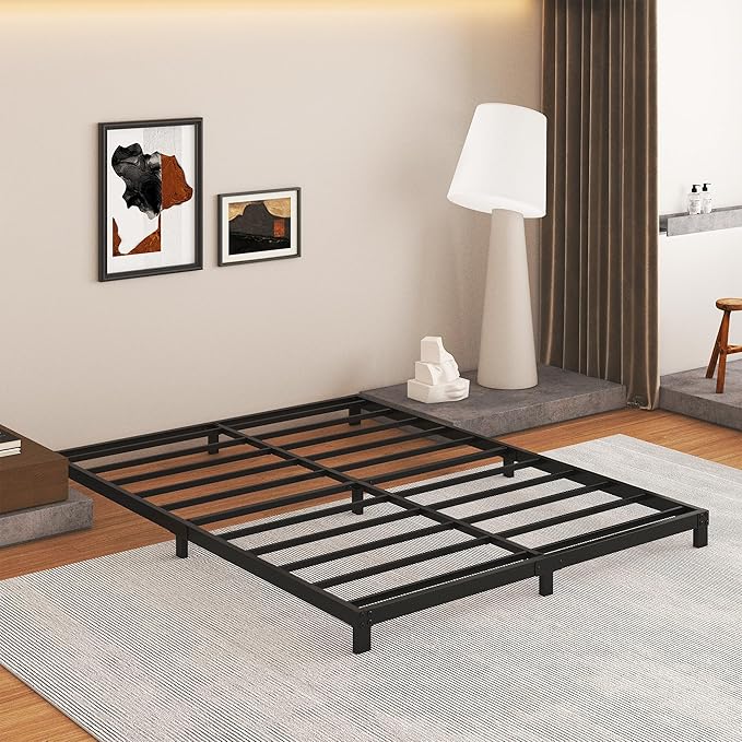 5 Inch Low Queen Bed Frame, Heavy Duty Bed Frame Queen Size Low Profile, No Box Spring Needed, Easy Assembly, Noise Free, Black