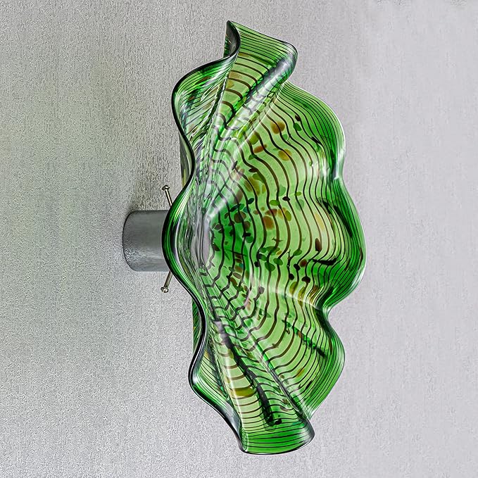 Hand Blown Glass Wall Plates Decor, Modern Unique Glass Wall Art, Murano Blown Glass Wall Art with Transparent and Easy to Clean for Staircase, Living Room, Kitchen, Hallway