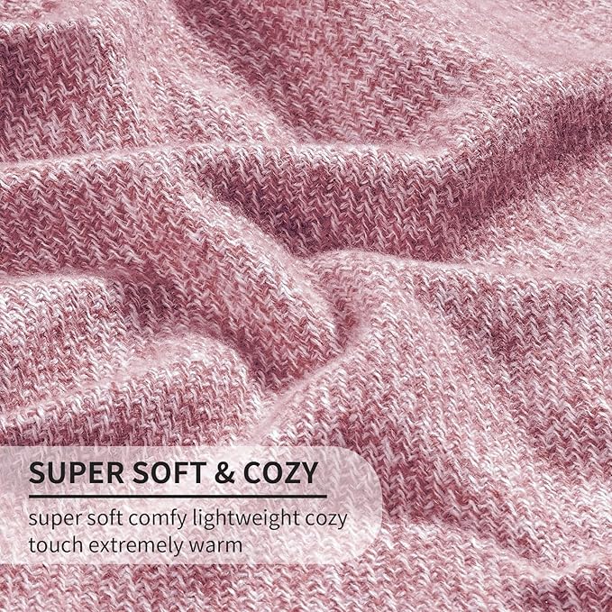 BOURINA Faux Cashmere Fringe Throw Blanket Decorative Lightweight Throw Soft Cozy for Bed or Sofa Outdoor Blanket, 50x70 Inches Rose Wine