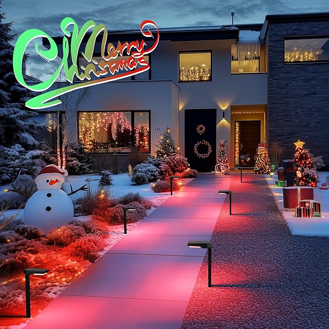 Solar Pathway Lights Outdoor, Smart Color Changing with 9-in-1 (Warm White/Cool White/RGBCW) Modes,Bright Landscape Lighting Waterproof for Walkway,Garden,Driveway,Yard,Patio(2pack)