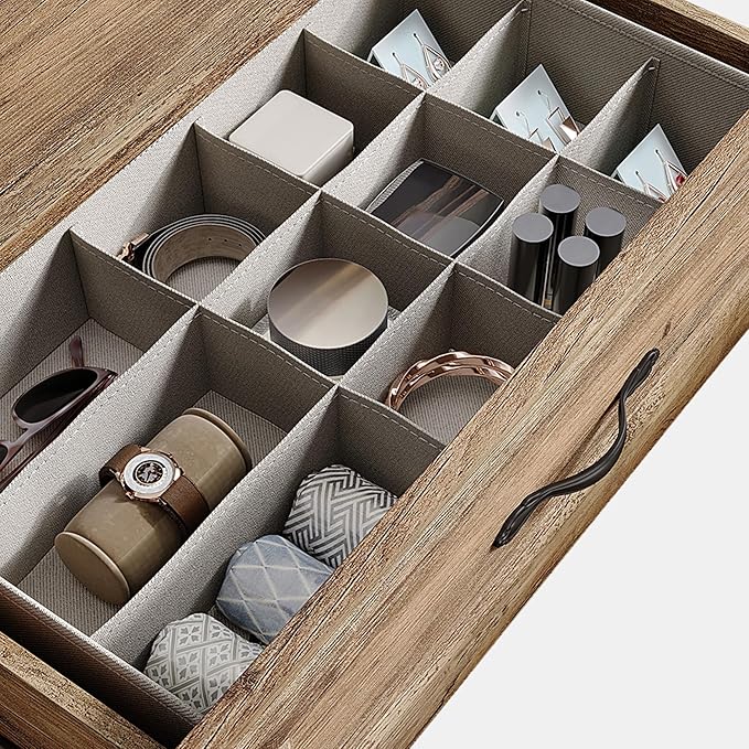 LINSY HOME Farmhouse 8 Drawers Dresser Chests for Bedroom, Wood Dresser Wide Chest of Drawers, Storage Dressers Organizer for Bedroom, Living Room,Hallway, SGS Certified