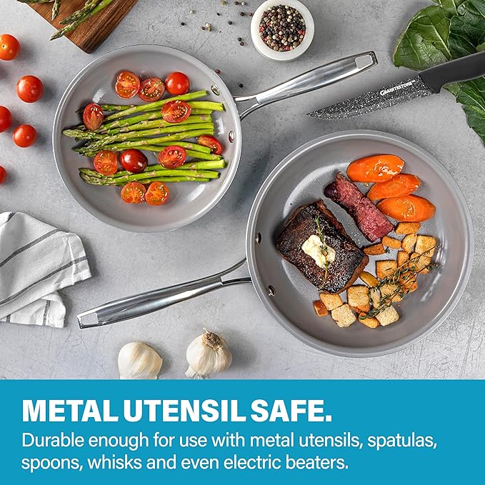 Gotham Steel 15 Pc Ceramic Cookware Set, Ceramic Pots and Pans Set Non Stick with Cooking Utensils and Steamer, Non Toxic PFOA PFOS Free, Premium Stay Cool Handles, Oven & Dishwasher Safe, Blue