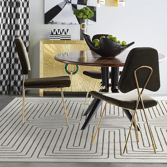 RUGGABLE x Jonathan Adler Machine Washable Modern Area Rug – Labyrinth Camel/Ivory 6x9, Stain-Resistant, Non-Slip – Medium Rugs for Living Room, Bedroom, Hallway, Entryway & Office–with Cushioned Pad