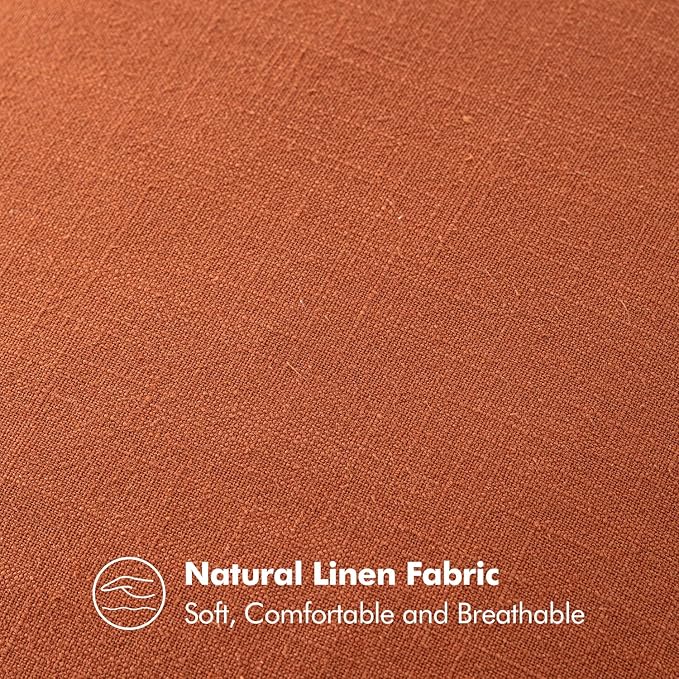 MIULEE Fall Decorative Linen Euro Sham Pillow Covers 26x26 Rust Boho Farmhouse Neutral Couch Throw Pillows for Bed Pack of 2 Accent Modern Pillowcase Summer Sofa Livingroom Home Decor