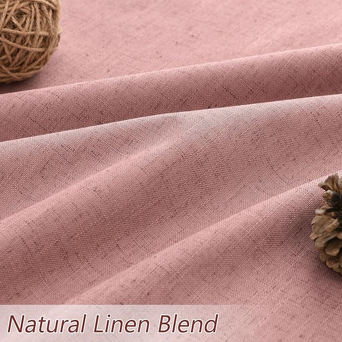 Guken Linen Blackout Curtains 108 Inch Length 2 Panels Set for Living Room Bedroom Back Tab Thermal Insulated 100% Black Out Linen Drapes Room Darkening Window Curtains 108 Inches Long, Pink