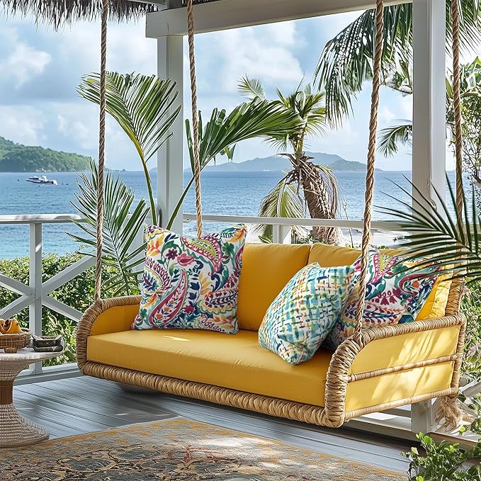 Outdoor Throw Pillow Covers 18”x18”, Decorative Pillow Covers for Patio Furniture, Modern Cushion Cases for Garden Couch Home Sofa Bed Office Chair, Pack of 2,Acapa Opal Geometric