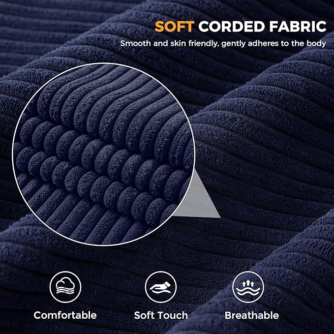 MAXYOYO 3 Seater Couch for Living Room, Boneless Couch with Tufted Cushion & Backrest, Upholstered Floor Sofa with Armrests, Sofa in A Box, No Assembly Required, Navy