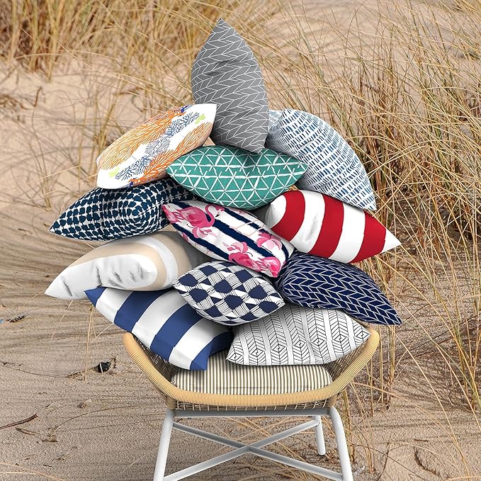 LVTXIII Outdoor Pillow Covers ONLY, Square Throw Pillow Covers, Modern Cushion Cases for Sofa Patio Couch Decoration 18 x 18 Inch, Pack of 2, Pebble Blue