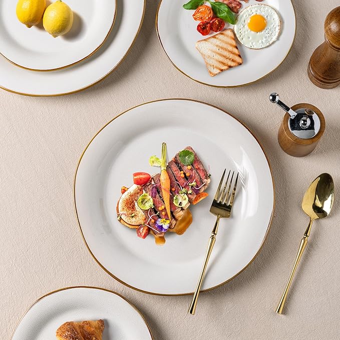 AmorArc Ceramic Dinnerware Sets, Handmade Stoneware Reactive Glaze Plates and Bowls Set, Scratch Resistant | Dishwasher & Microwave Safe Dishes Set, Service for 4 (12pc)