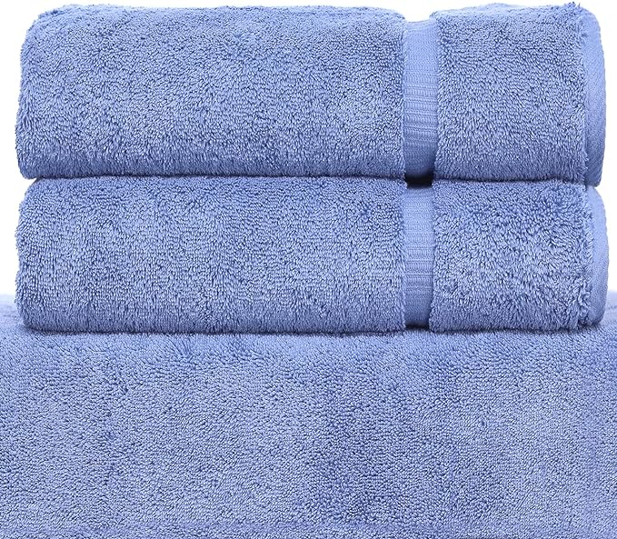 Luxury Hotel & Spa Collection Highly Absorbent, Quick Dry 100% Turkish Cotton 700 GSM, Eco Friendly Towel, for Bathroom Dobby Border Soft Bath Towel Set 27 X 54 (Wedgewood, Bath Towels - Set of 2)