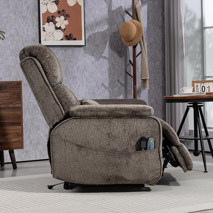 Power Lift Recliner Chairs for Elderly - Infinite Position Lay Flat Recliner with Heat & Massage Side Storage Cup Holder - USB Type C Charging - Dual Motor Lift Chair 400 lbs