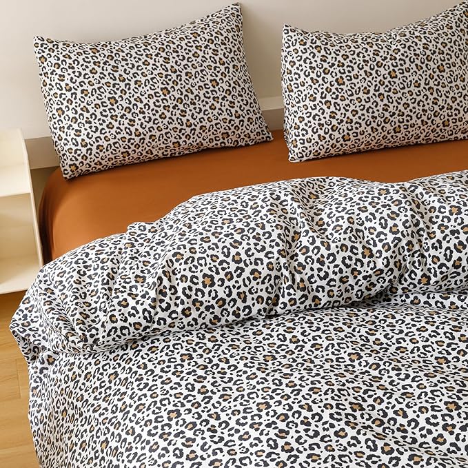 Cottonight Leopard Comforter Set Twin Animal Cheetah Print Bedding Set 3 Pieces Leopard Print Comforter Fluffy Soft Bedding Set Kids Teens Twin Comforter with 2 Pillowcases