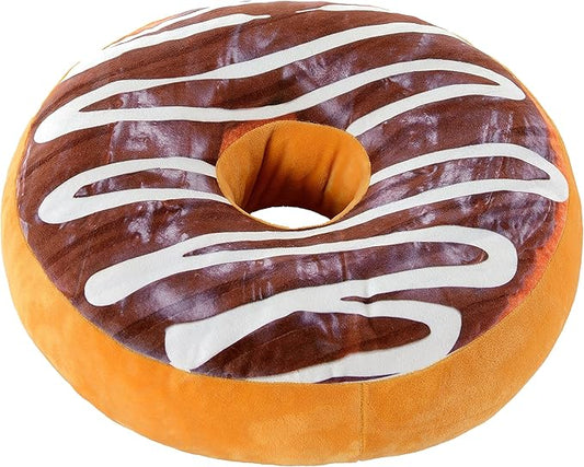 Cheer Collection Round Donut Pillow | 2-in-1 Reversible Super Soft Microplush Doughnut Pillow - Chocolate Glaze, Rainbow Sprinkles