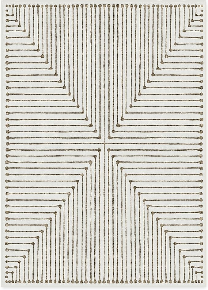 RUGGABLE x Jonathan Adler Machine Washable Modern Area Rug – Inkdrop Camel & Ivory 10x14, Stain-Resistant, Non-Slip – Large Rugs for Living Room, Bedroom, Hallway, Entryway & Office–with Standard Pad