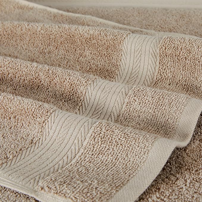 Amazon Basics Fade-Resistant 100% Cotton Washcloth, 12 Pack, 12"x12", Taupe