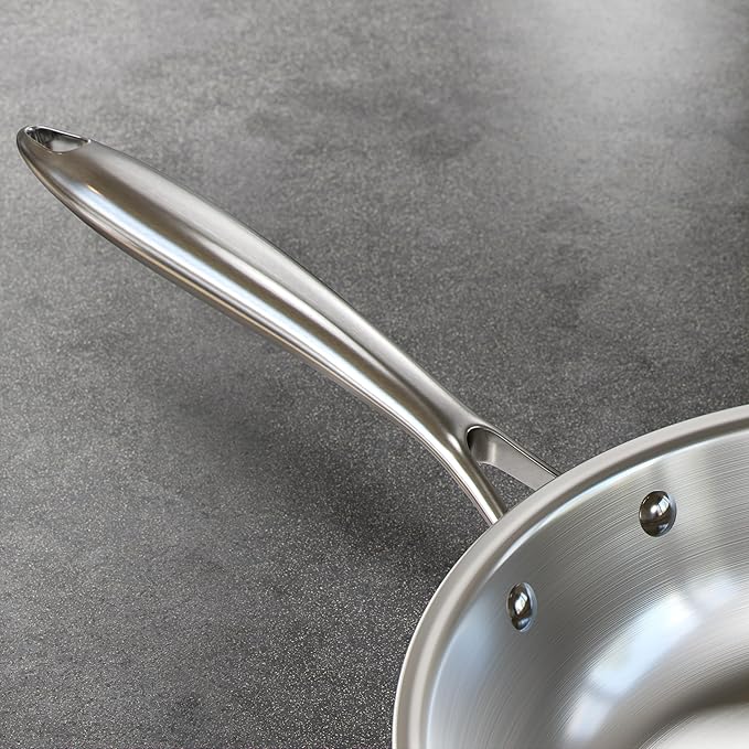 Verel Stainless Steel Frying Pan Set 3 Piece - 8 Inch, 10 Inch and 12 Inch Fry Skillet Stainless Steel Pan, Dishwasher and Oven Safe Cookware