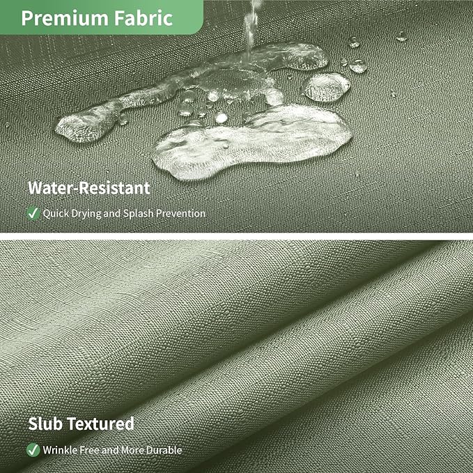 Sage Green No Hook Shower Curtain with Snap-in Fabric Liner Set,Slub Textured Fabric Shower Curtains for Bathroom,Hotel Style Modern Shower Curtain,Water Repellent & Washable,71x74(72)