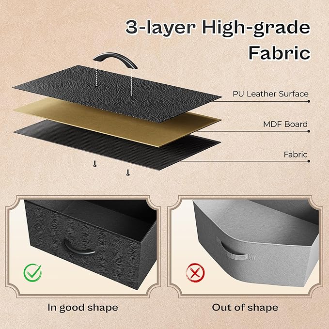 Huuger LED TV Stand for Bedroom, 55 Inch Fabric Dresser with Power Outlets, Entertainment Center for 60, 55 Inch TV, 6 Drawer Dresser for Bedroom, Chest of Drawers with Shlef, PU Leather, Rustic Brown