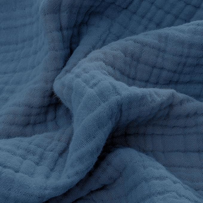 100% Cotton Muslin Twin XL Blanket (66" x 90") – A Luxuriously Soft, 4-Layer Lightweight and Breathable Gauze Blanket, Perfect for Year-Round use on beds, couches (Pacific Blue, Twin XL)