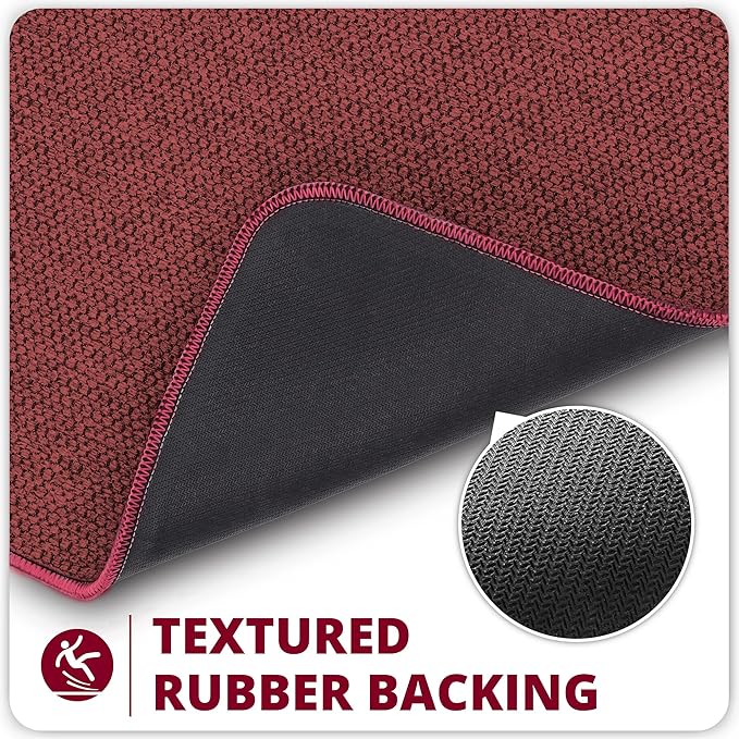 Bath Mat,Ultra Thin Bathroom Rugs,Rubber Bath Mats for Bathroom,No Slip Bath Rugs,Quick Dry,Machine Washable,Low Pile,Absorbent,Shower Outside,Sink,Home Decor Accessories.Red,1'5"x2'3"(2 Pack)