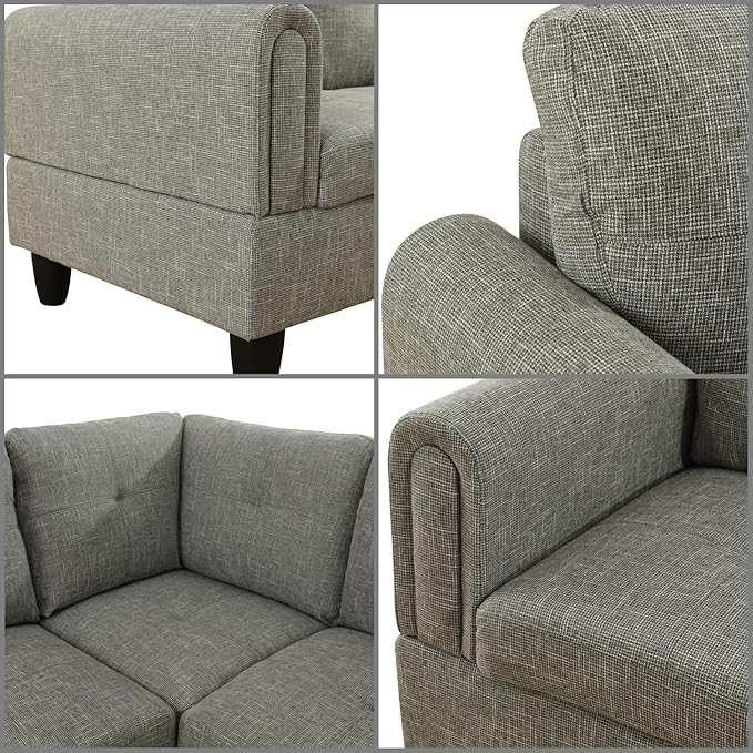 L Shaped Couch, Modular Sectional Sofa with Chaise, Modern Modular Sofas Furniture Sofa Couches for Living Room/Apartment/Office/Bedroom, Grey