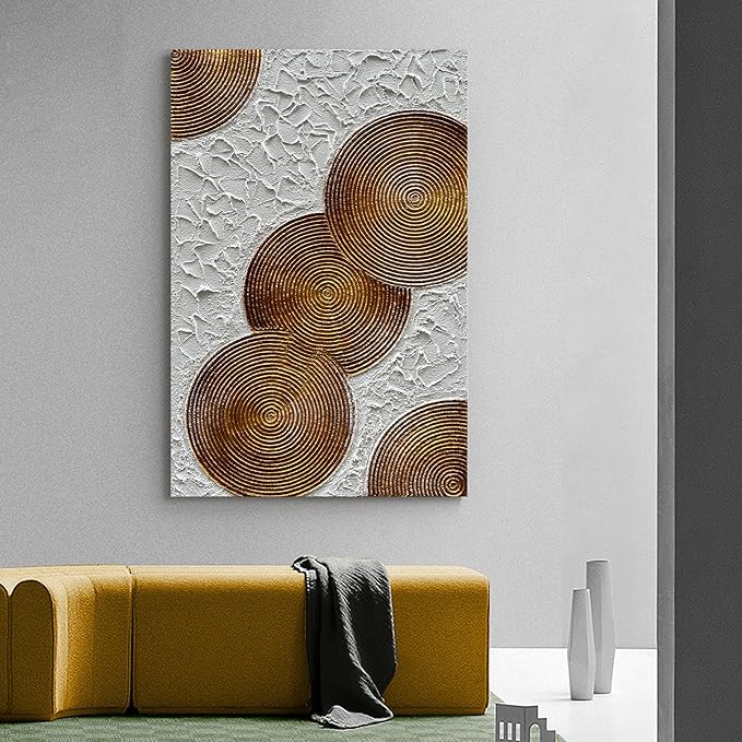 Art 45x30 inch Hand-Painted White and Tan Texture Oil Painting Large Modern Abstract Canvas Art Home Wall Decoration