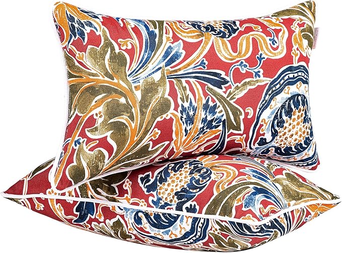 Outdoor Throw Pillows - Decorative Pillows with Insert Included Set of 2 Outdoor Pillows for Patio Furniture 12x20 Inch