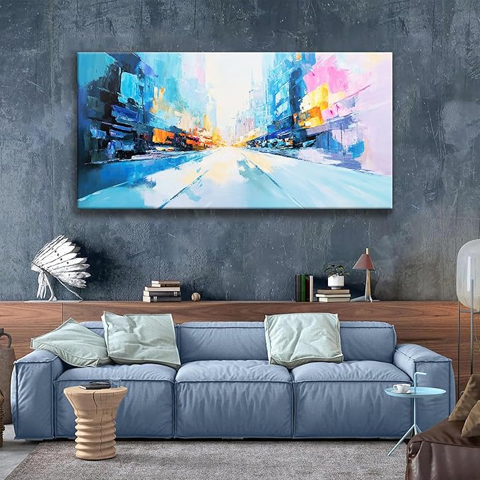 Tsomzxng Large Abstract Wall Art, 29" x 58" Modern Canvas Art, Living Room Wall Decor