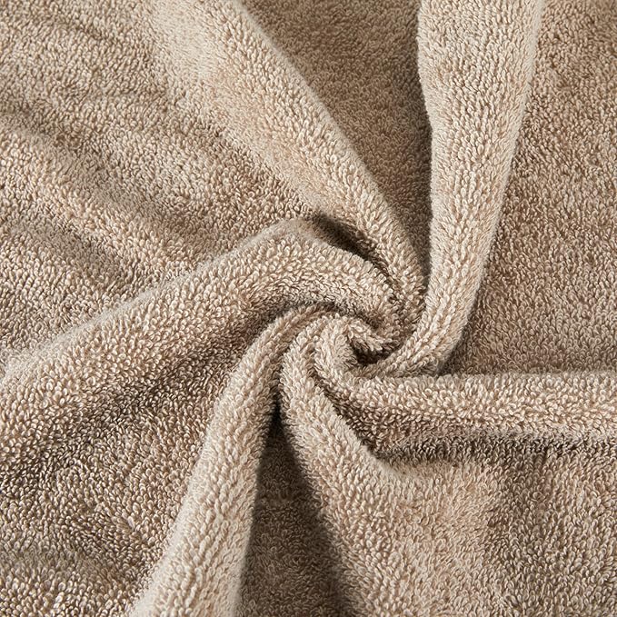 Amazon Basics Fade-Resistant 100% Cotton Hand Towel, 6 Pack, 16"x26", Taupe