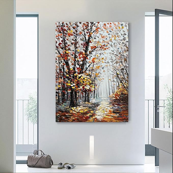 Art 40x28 inch Hand-Painted Forest Path Landscape Oil Painting Modern Art Wall Decoration