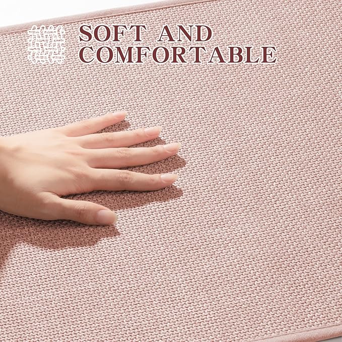 chakme Bathroom Rugs Mat 47x17, Ultra Thin Non Slip Bath Mat Runner Quick Dry Absorbent Bath Mat for Bathroom Floor, (Pink, 47"x17")