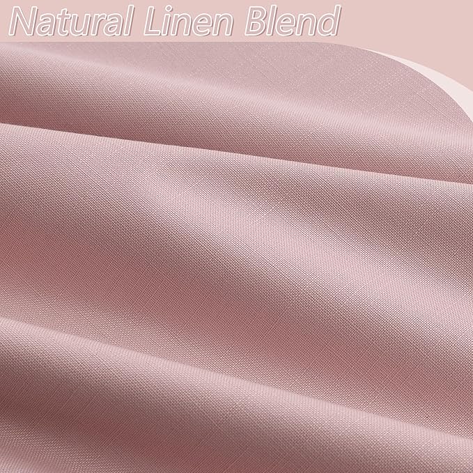 Guken 100% Blackout Linen Curtains 108 Inch 2 Panels Set for Girl's Bedroom, Living Room, Nursery, Back Tab Thermal Insulated Black Out Drapes Room Darkening, Pink