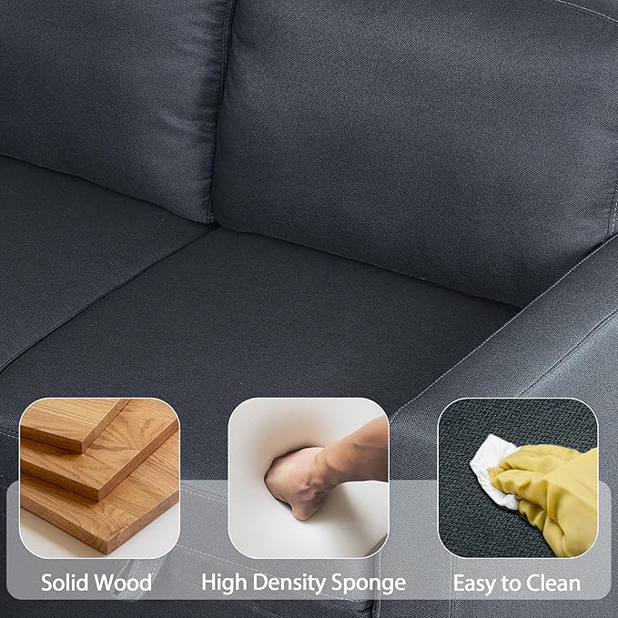 83" Pull Out Sleeper Couch with Storage Chaise, Couch, Sofa Bed, Convertible L Shaped Sofa for Living Room, Apartment, Black Grey