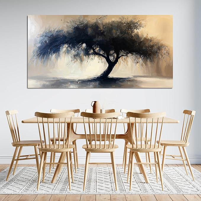 Abstract Wall Art Decor Modern Large Canvas Art Wall For Living Room Black Tree Of Life Wall Art Black Abstract Minimalist Wall Art Canvas Prints Art Work For Home Kitchen Office Wall Decor 24" X 48"