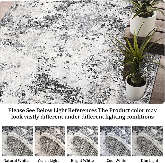 5x7 Modern Abstract Faux Wool Rug Ultra-Soft Low Pile Accent Rug Stain Resistant Carpet Machine Washable for Bedroom with Non Slip Backing, Green