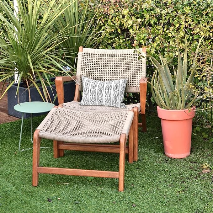 LVTXIII Set of 2 Patio Lumbar Pillows, 12”x20” Fade Resistant Outdoor Lumbar Pillow with Inners, Fluffy Decorative Garden Lumbar Cushions for Home Patio Coach Sofa Use, Herringbone Black White