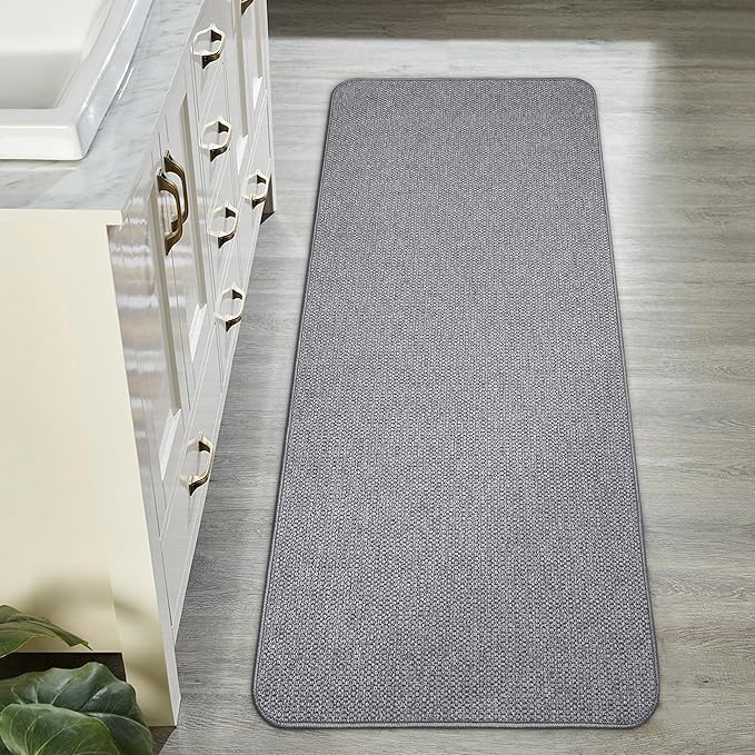 Bath Mat,Ultra Thin Bathroom Runner Rugs,Large Bath Mats for Bathroom,Quick Dry,Non-Slip,Machine Washable,Low Pile,Bath Rug,Shower Outside,Sink,Home Decor Accessories.Grey,2'x5'（24x60inch）