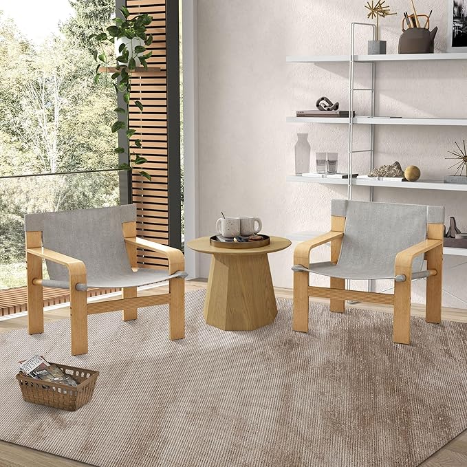 Mid-Century Accent Chair with Wide Armrest & Solid Wood Frame, Detachable and Washable Armchair, Modern Living Room Reading Chairs for Bedroom Sunroom Bedroom Balcony,White