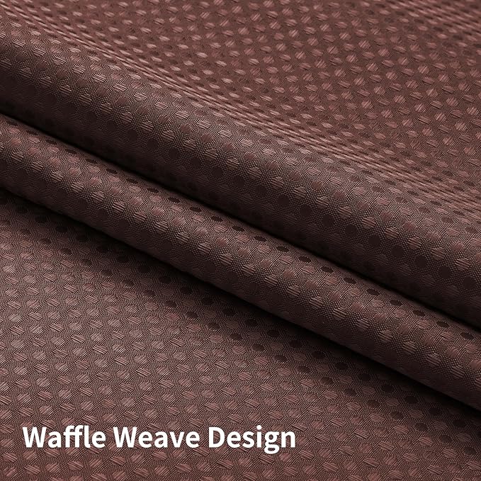 Colorful Star No Hook Shower Curtain with Snap in Fabric Liner, Waffle Weave Heavy Duty Thick Shower Curtains with Mesh Top Window, Hotel Style Waterproof Bathroom Curtain Set, 72 x 75 Inch, Brown