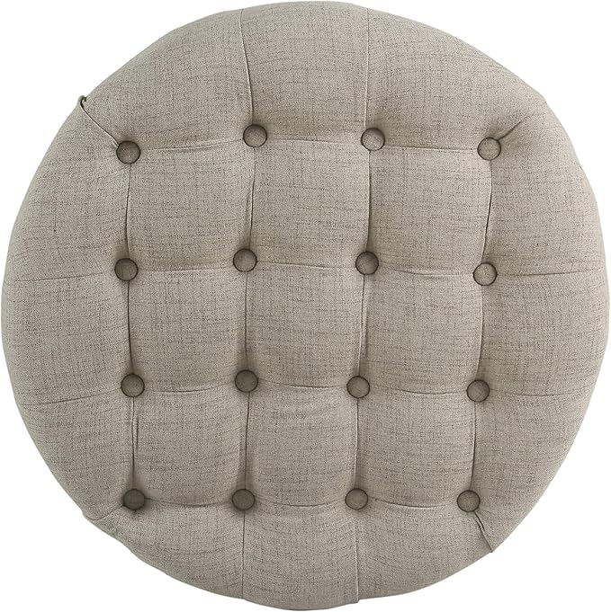 Homepop Home Decor Button Tufted Woven Round Storage Ottoman Large
