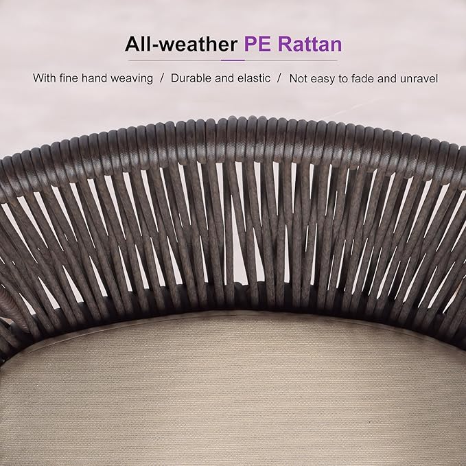 PURPLE LEAF 13 Pieces Outdoor Dining Set Patio Furniture Set Aluminum Rattan Wicker Patio Table and Chairs Set for Lawn Porch Deck Brown