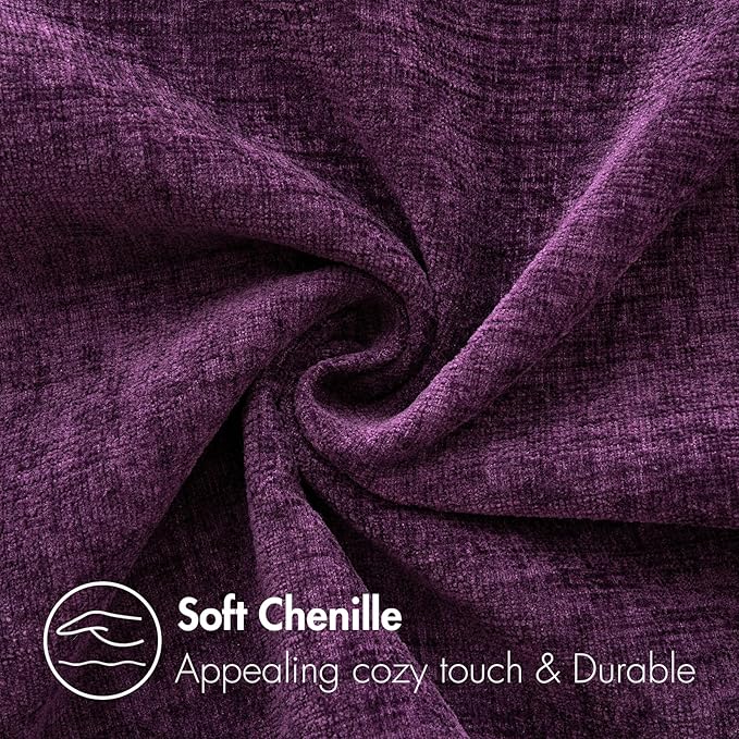 MIULEE Pack of 2 Couch Throw Pillow Covers 18x18 Inch Soft Plum Purple Chenille Pillow Covers for Sofa Living Room Solid Dyed Pillow Cases