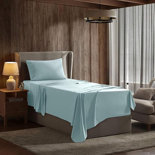 Nestl Twin Sheet Set - 1800 Ultra-Soft Microfiber Twin Bed Sheets - Double Brushed - Deep Pockets - Easy Fit - Extra Soft - 3 Piece Set - Bedding Sheets & Pillowcases (Twin, Light Blue)