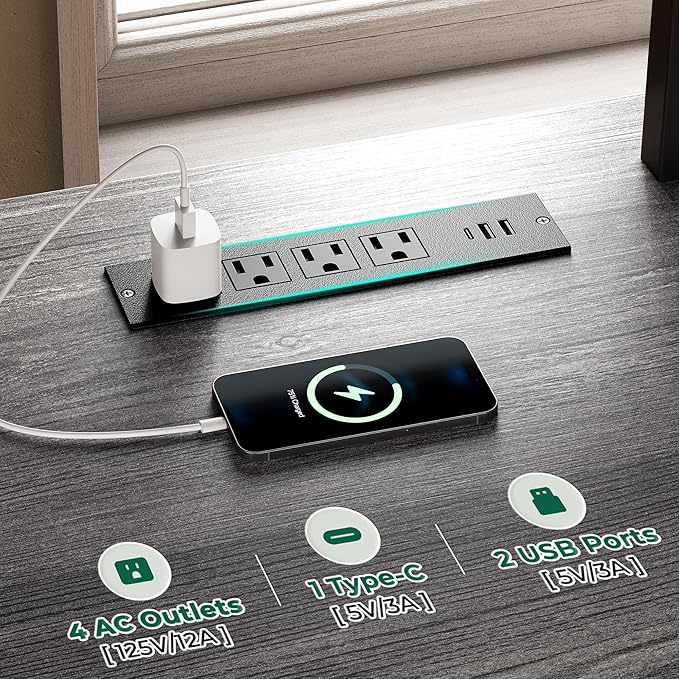 Huuger TV Stand for 65 70 Inch TV, Entertainment Center with Power Outlets and LED Lights, TV Console for Living Room, Media Console with Drawers and Shelves, Grey