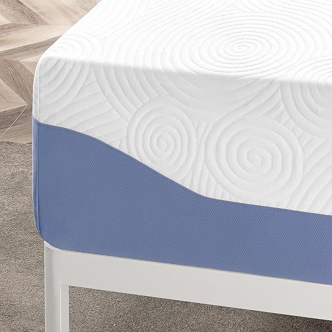 Mellow 14 Inch Cooling Gel-Infused Memory Foam Bed Mattress, Medium Firm Sleep and Breathable Fabric Cover, Queen , Mattress In A Box